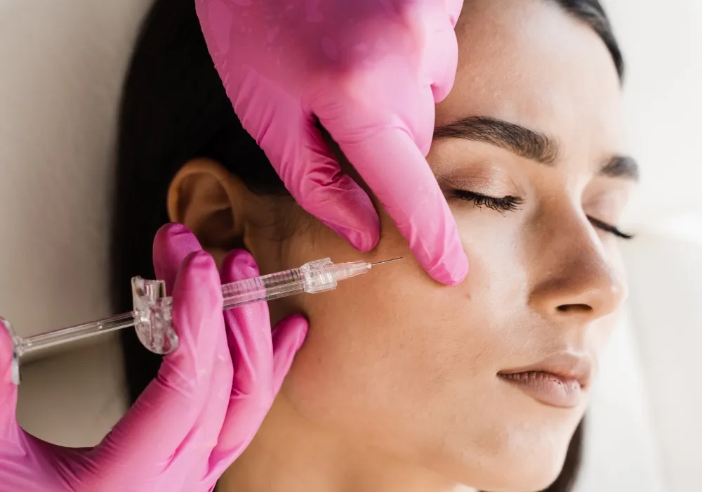woman at appointment for dermal filler in Canton MI
