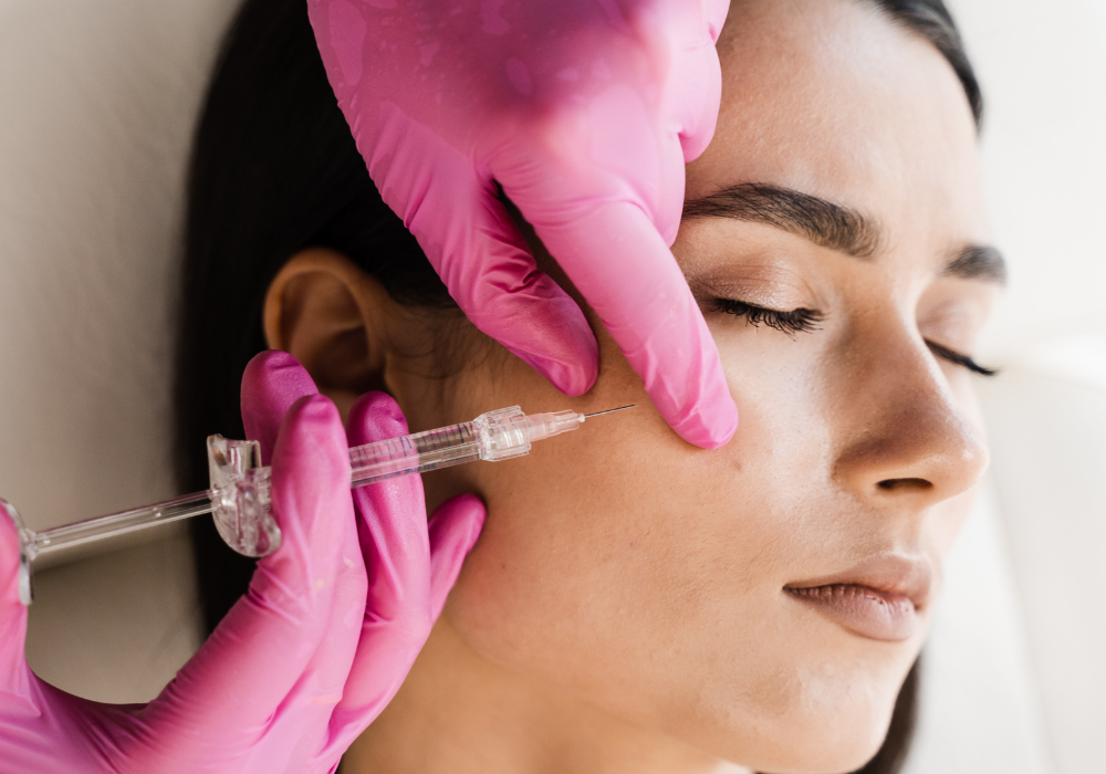 woman at appointment for dermal filler in Canton MI
